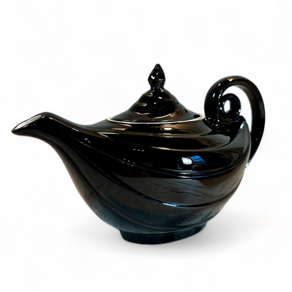 HALL CHINA Rhythm Black, Aladdin Genie Lamp, Tea Pot, Ceramic circa 1939… - Picture 4 of 9